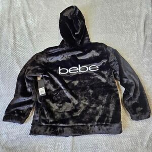 bebe Hoodie Women's M Black Velour NWT